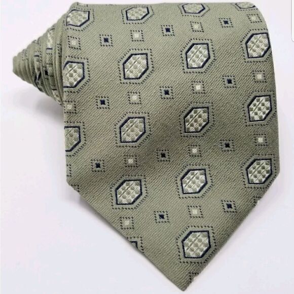 Leo Lang Made in Italy Sage Green Geometric Print - Picture 1 of 4